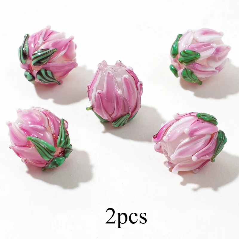 TEMU 2 piezas (2 piezas por ) Dijes de de vidrio de trabajo artesanal a - Colgantes florales 3D de 15 mm adecuados para fabricación de joyas DIY,