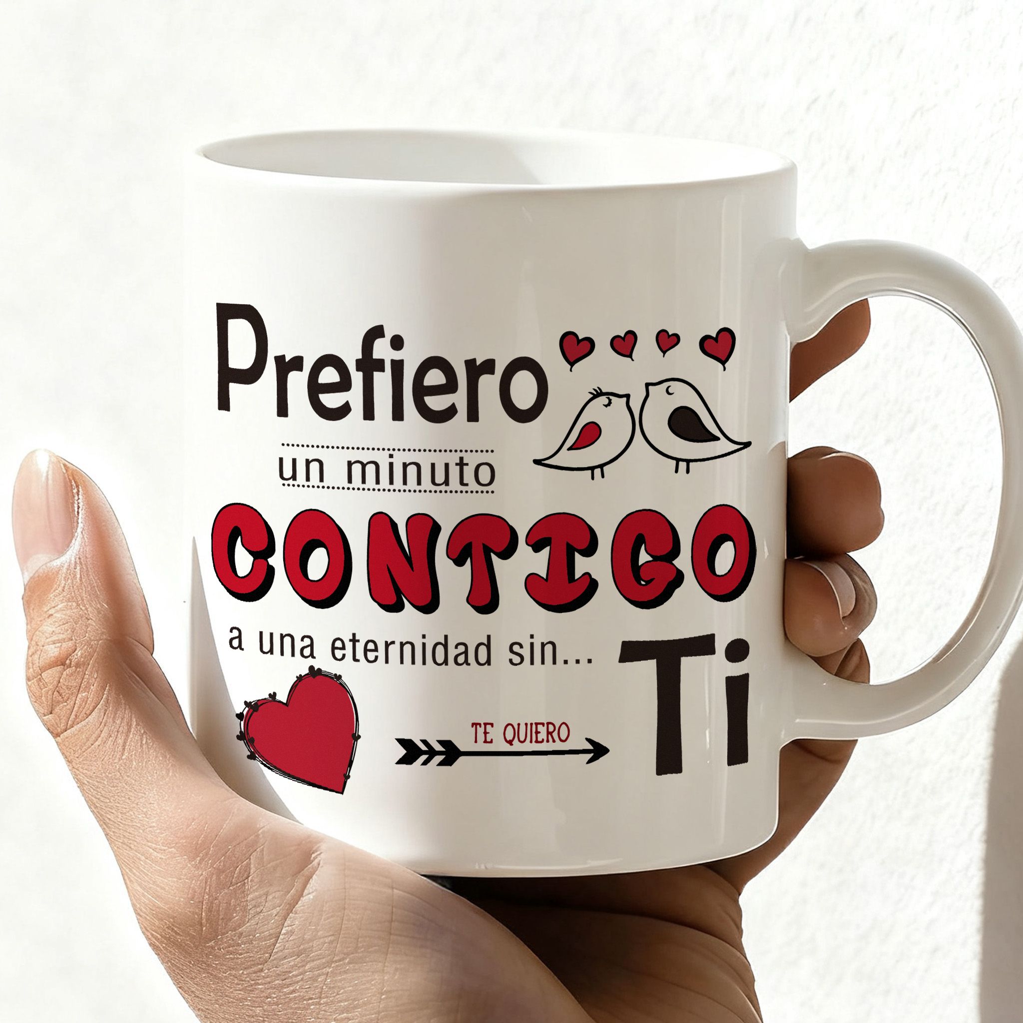 TEMU 1 taza con estampado con una sobre los españoles, tamaño 11 oz. Esta taza de cerámica es para café o té un regalo de San Valentín o aniversario