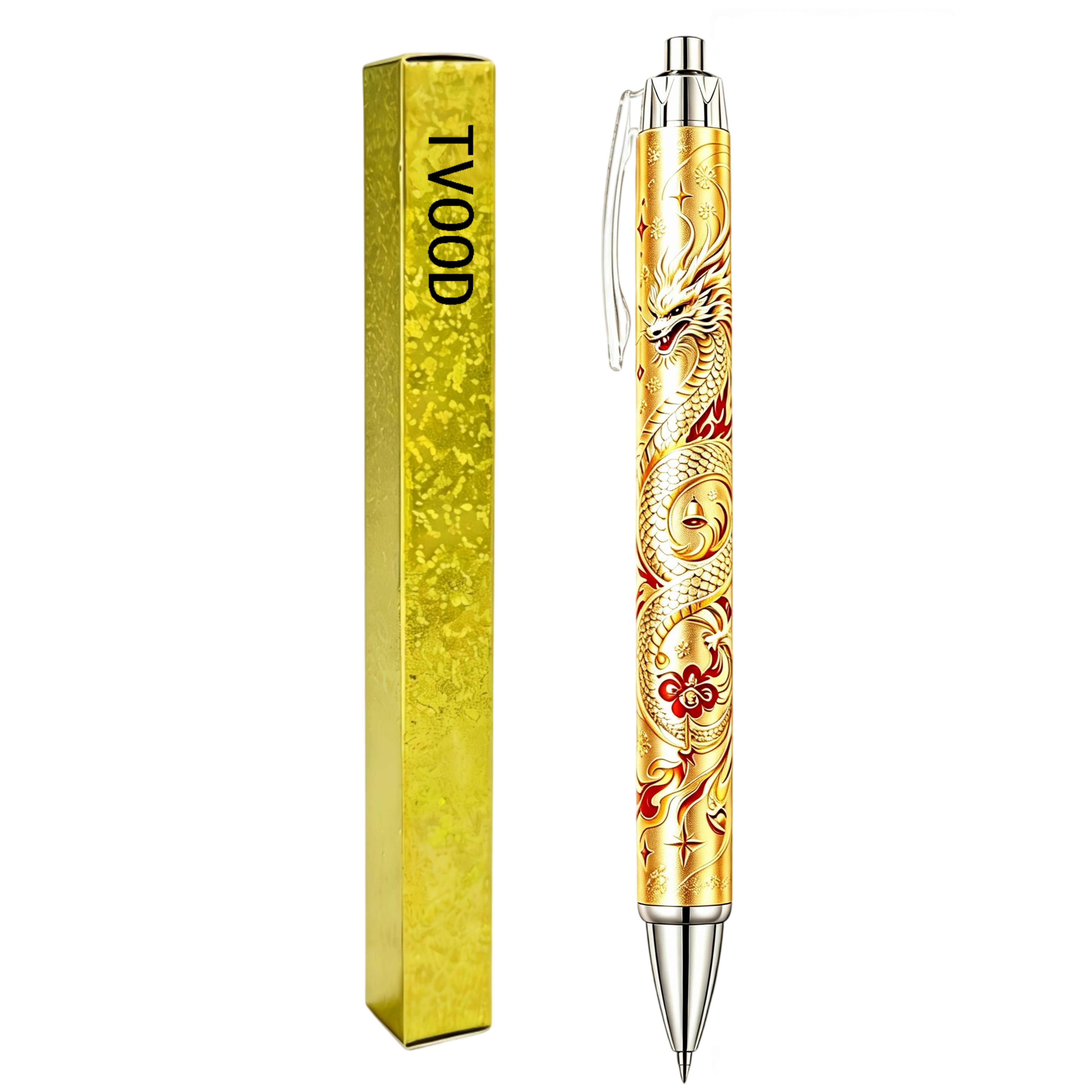 TEMU 1 penna a gel retrattile con motivo , fornita con una scatola per penne squisita, scrittura , penna per firma per ufficio aziendale, regalo per