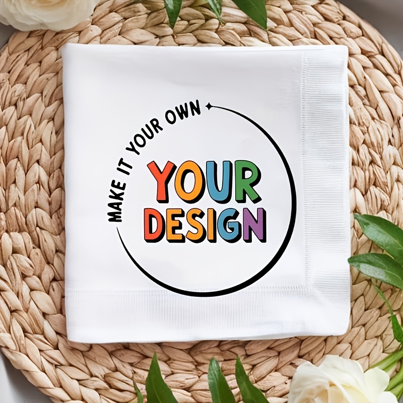 TEMU Custom Personalized Napkins With Your Own Photo/text/ - 2-ply Suitable For Weddings, Birthdays, Restaurants, Cocktail Parties - Photo & Text