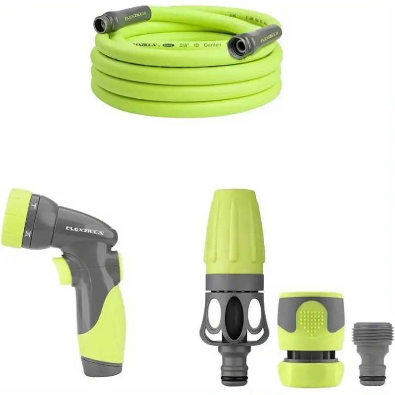 1 pack heavy duty 58-inch 25- garden hose kit with 6-pattern adjustable nozzle - lightweight, drinking safe, us/eu connectors, durable vinyl construction for lawn care, car washing & outdoor cleaning - 3pcs nozzle set (flexible, kink-resistant, uv-resistant) - ideal for residential & commercial use, water hose, expandable garden hose, garden hose with nozzle, water garden hose with nozzle, watering hose, plant irrigation, flexible design, kinkresistant Product details 0