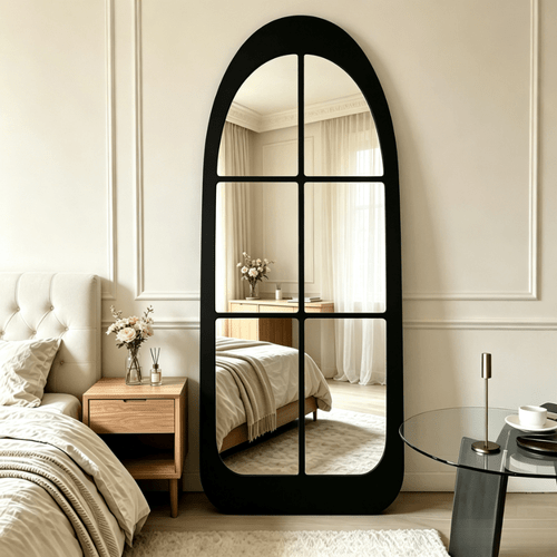 imagen del artículo Espejo Acrílico, Espejo de Piso de Madera con Estilo de Ventana de Rejilla en y Espejo de Cuerpo Completo, Espejo Decorativo de Pared Artístico Retro, Espejo de Cuerpo Completo de Pared para Dormitorio, Espejo Decorativo para el Hogar para la Atmósfera del Armario de la Entrada