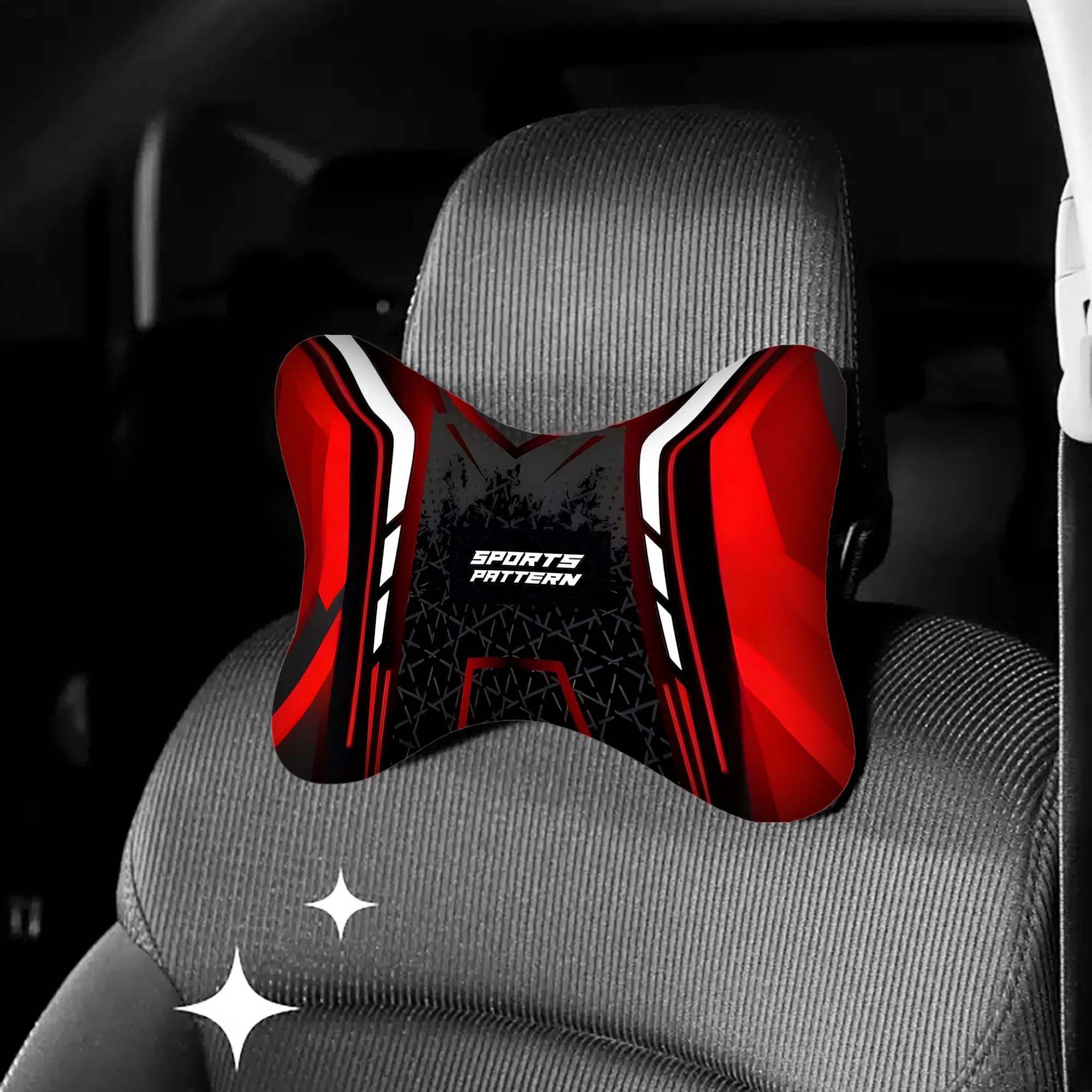 TEMU 2pcs 2d Flat Design Mecha Line Sports Print Car Headrest - Breathable And Comfortable Neck Support, Enhancing The . A Car Neck Pillow Suitable