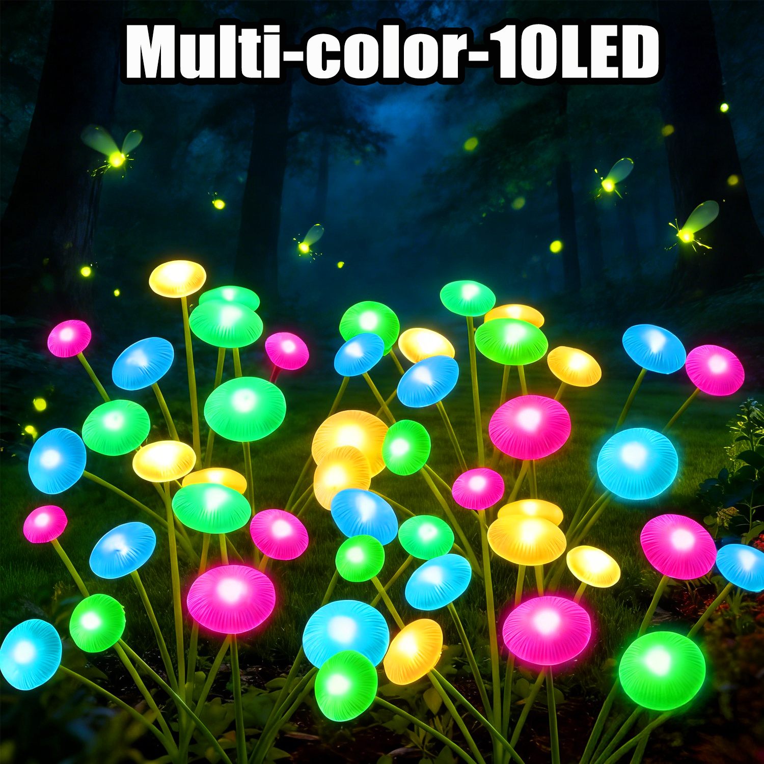 TEMU 10/8/6led Ground Spike Garden Lights - Outdoor Ip44 Mushroom Lights, Portable Lawn Landscape Lighting, Ideal For Courtyards, Patios, Gardens,