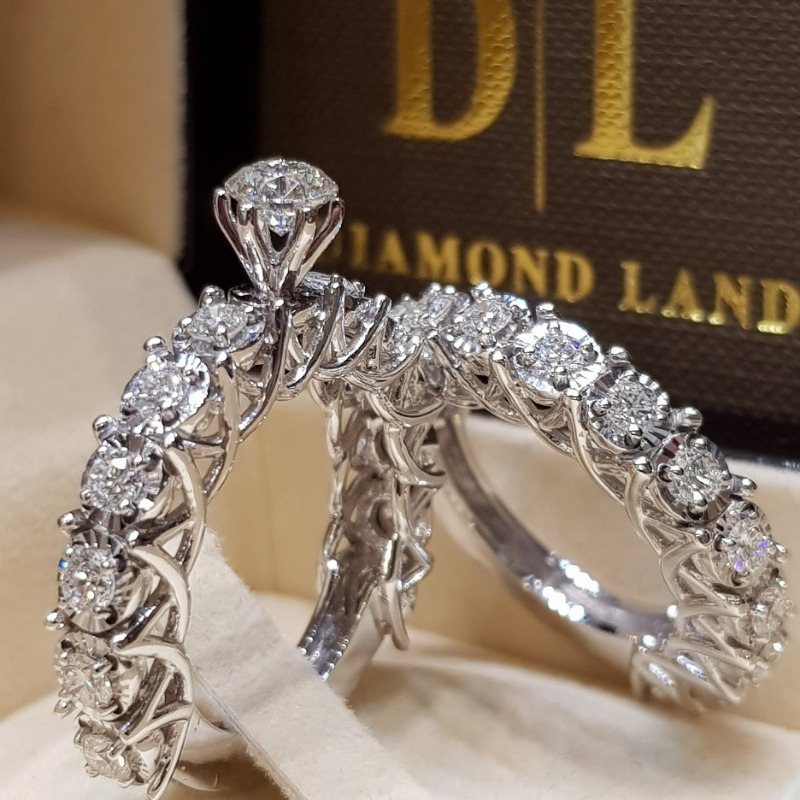 Cubic Zirconia Couple Ring Set Classic Wedding Stackable Women's Ring Gift