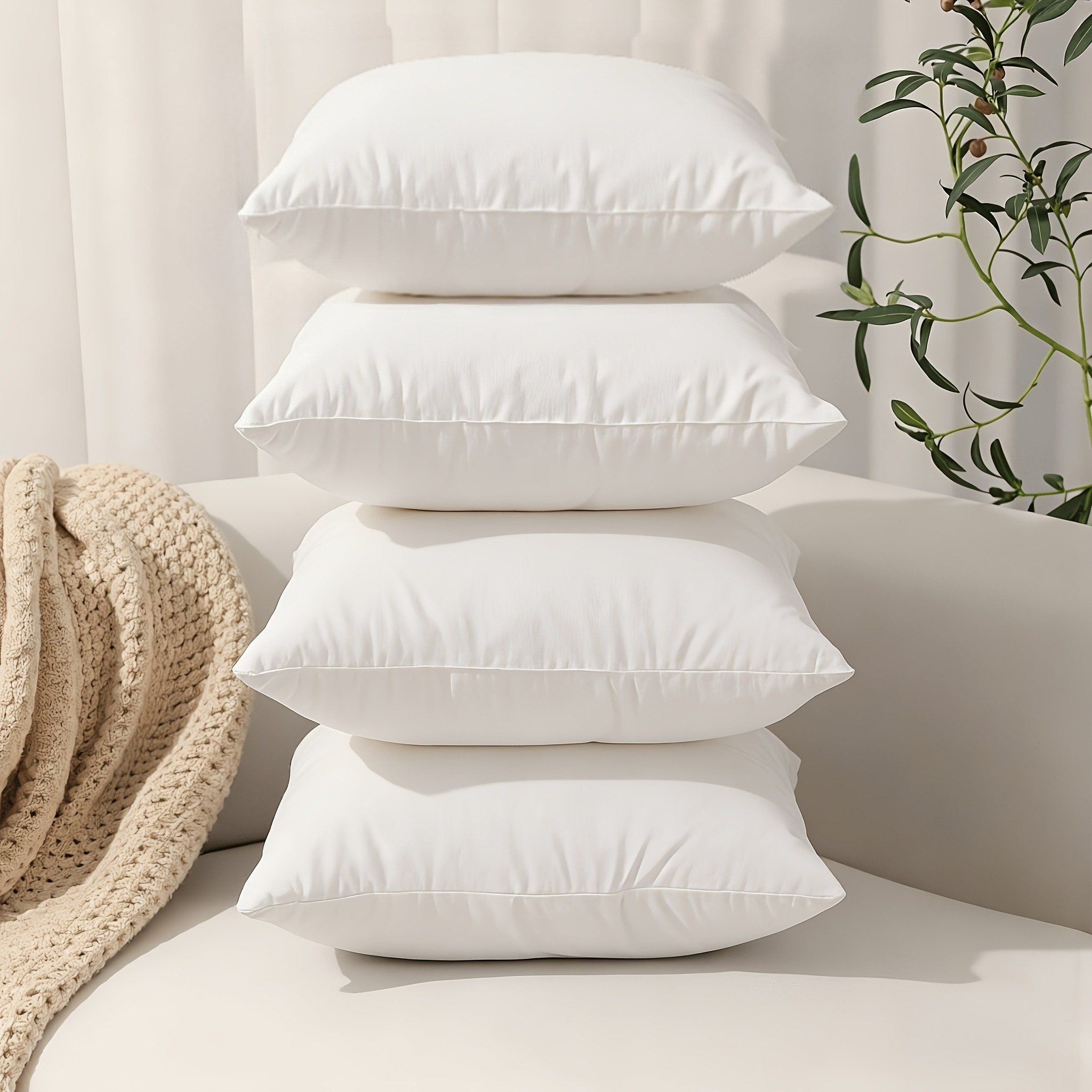 TEMU Pillow Insert 4-pack High Quality Large Size Pillow Inserts White Comfortable Sofa Pillow Inserts Modern Soft Comfortable White Pillows, Pillow