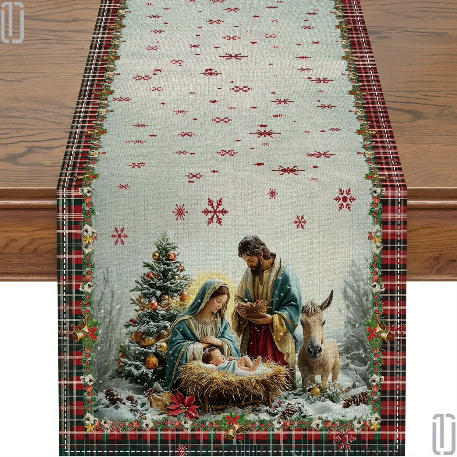 TEMU 1pc, Polyester Tablecloth, Christmas Theme Style Table Runner, 72 Inch Polyester Christmas Decoration, Holiday Party Table Decoration, Home