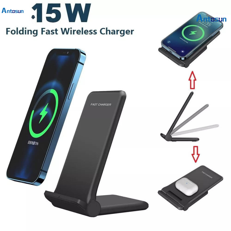TEMU Wireless Charging Stand, Foldable Wireless Charger, Phone Wireless Charger, Desktop Charging Dock, Adjustable Phone Charger, Portable Wireless