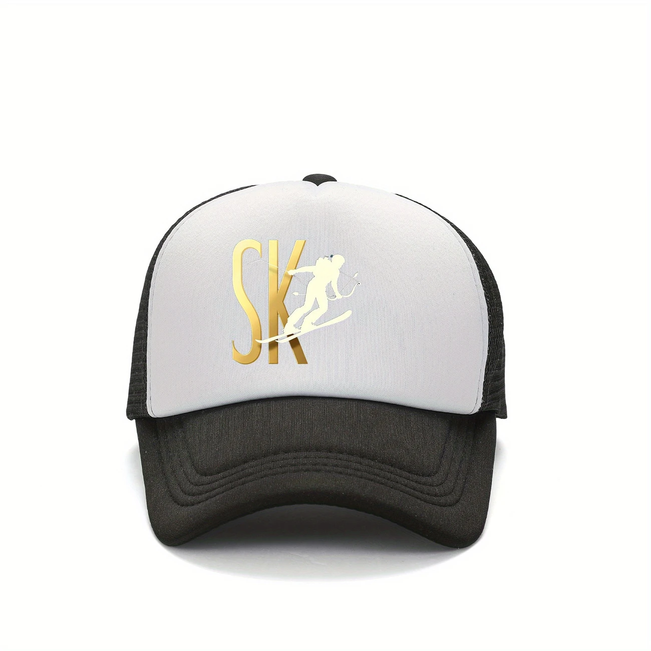 snapback baseball cap with sk print design polyester wear ideal gift for family sports cap casual headgear durable details 1