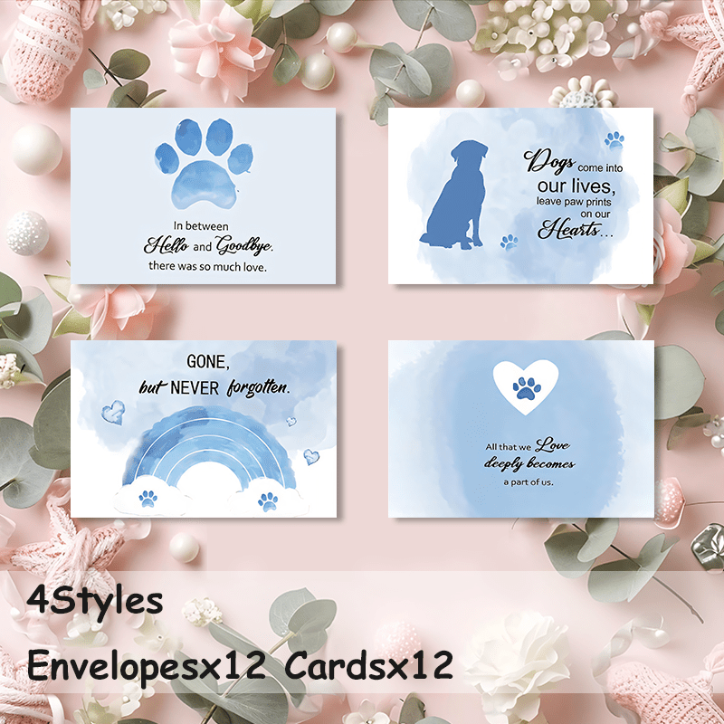 Pet Sympathy Card - Paw Print Design Condolence Card For Loss Of Dog Or Cat