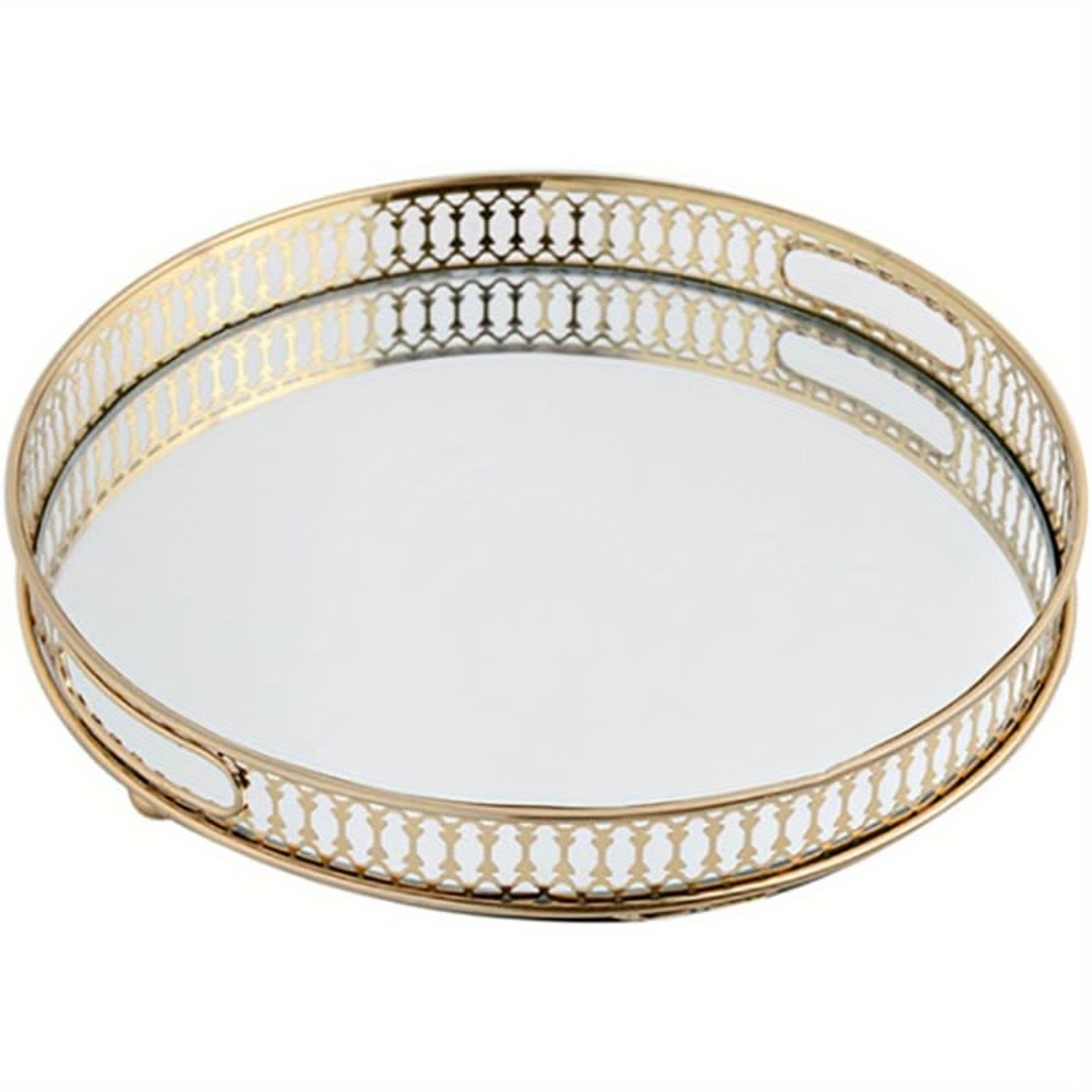Primegae Golden Metal Serving Tray - Featuring A Mirrored Surface, 32cm In Diameter, Suitable For Food Or Decoration - A Perfect Gift For , Jewelry Trays
