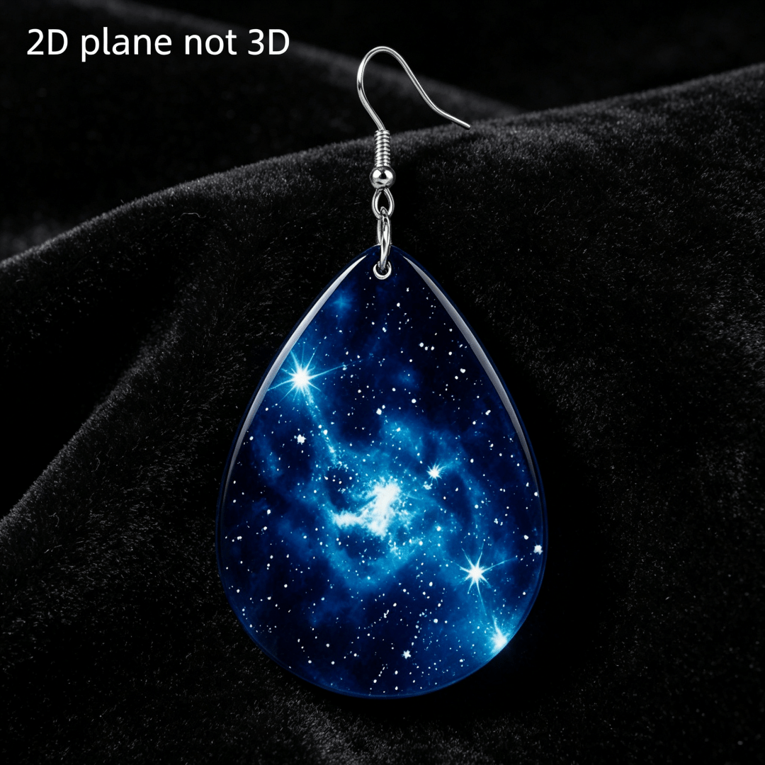 Women's Celestial Blue Nebula Galaxy Dangle Earrings