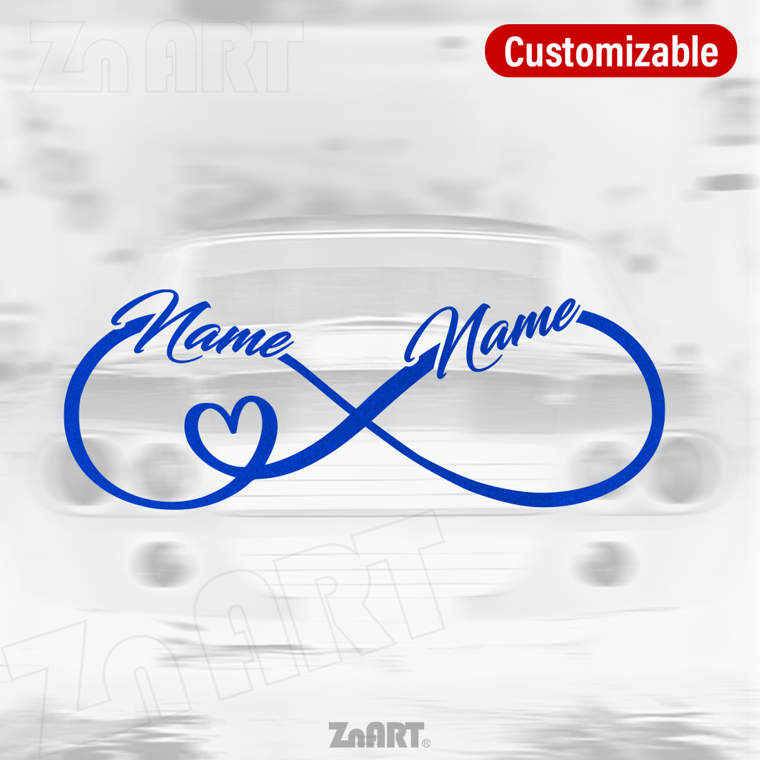TEMU 1pc Custom Infinity Heart Double Names Reflective Vinyl Sticker | Decal For Car, Suv, Van, Notebook, Window Glass, Luggage, Hides Scratches, To