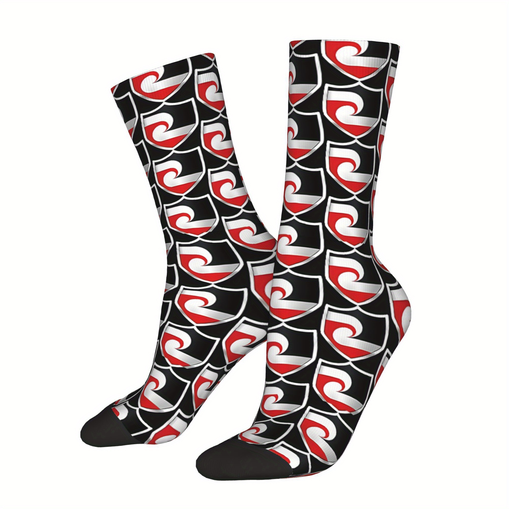 TEMU Kowhaiwhai Maori Koru 3d Printed Men Unisex Cycling Windproof Outdoor Hip Hop Running Hiking Warm Mid-calf Socks 2d Printed Design