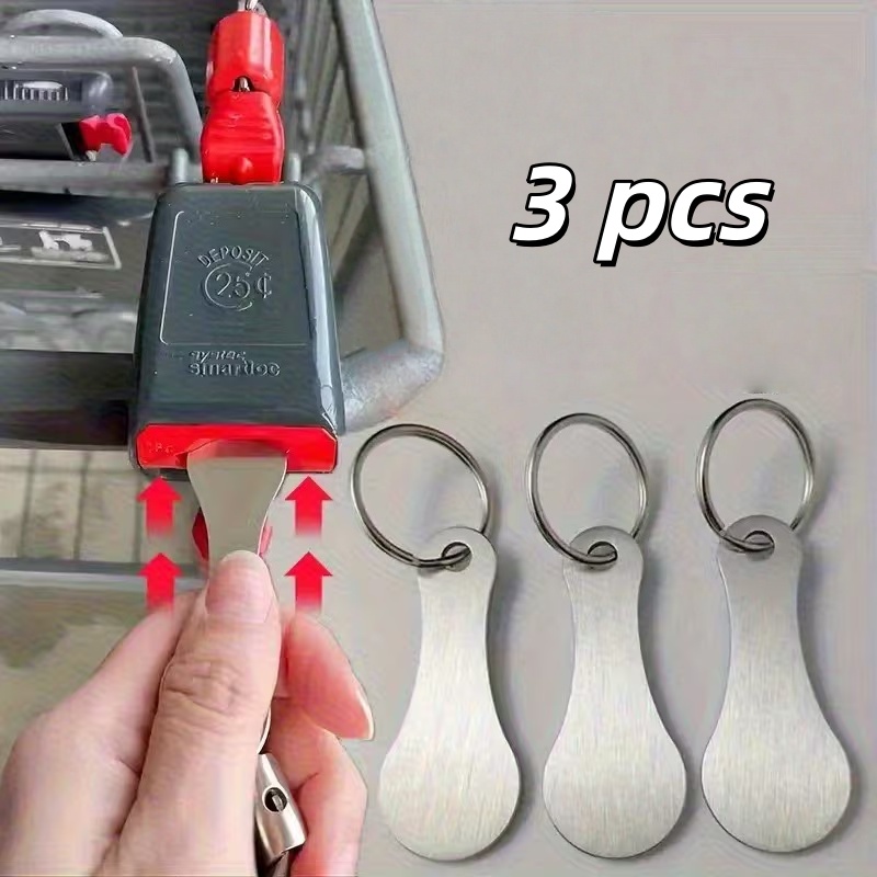 TEMU 3 Pezzi Portachiavi Gettone Carrello Supermercato in Acciaio Inossidabile, Pendente Antismarrimento, Design e Pratico, Decorazione Perfetta per