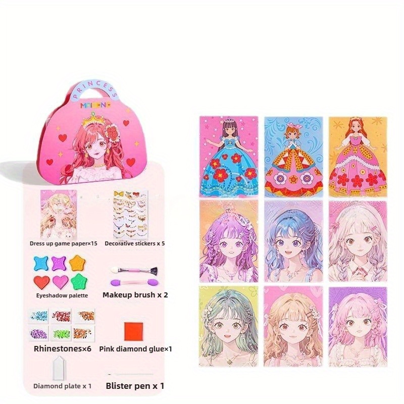 4 in 1 princess makeup bag diy diamond painting set in   perfect birthday gift for girls aged 3 and up quiet book dress up toy gift box