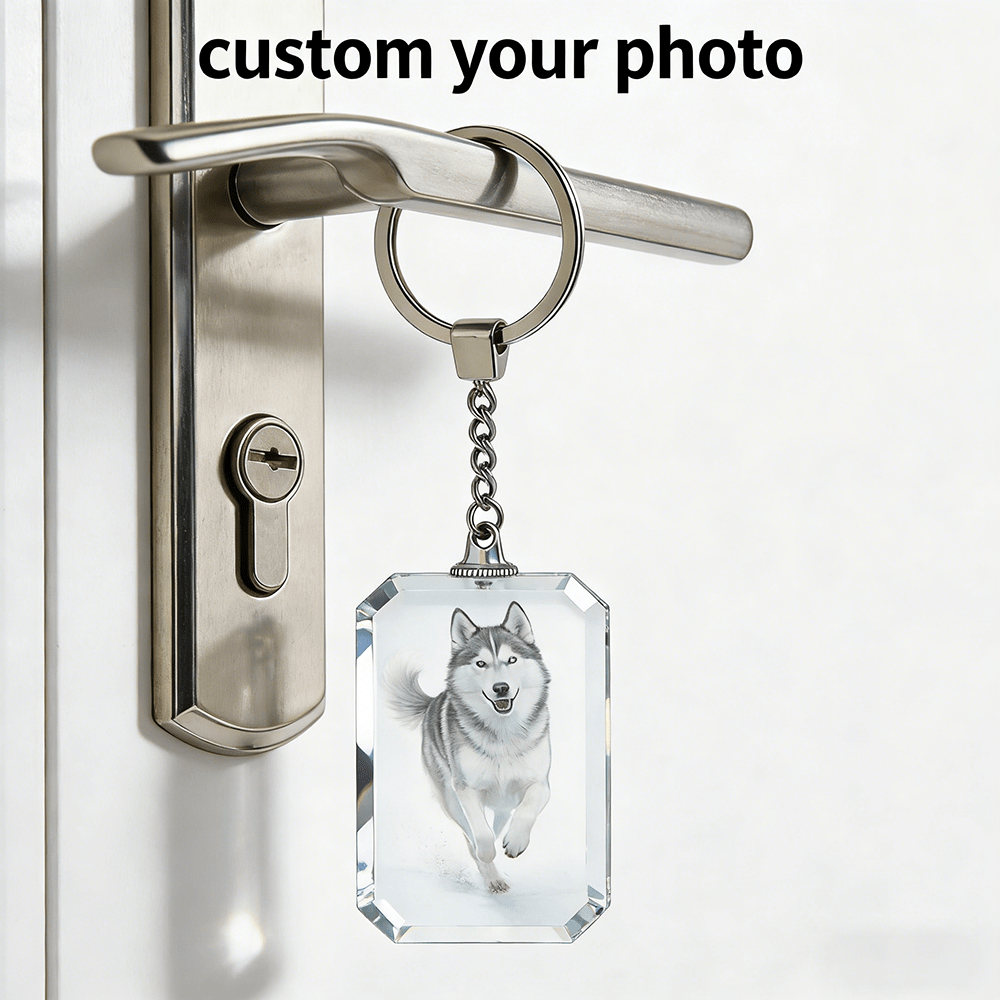 TEMU 1:1 Portrait Customization Charming Glass Keychain - Customized Personalized Couple Photo - Perfectly Suitable For Keys, Bags, And Car Decor -