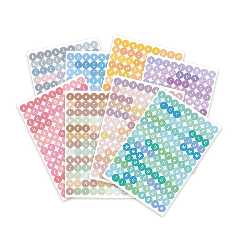 TEMU 8 Sets Of Morandi-colored Round Letter And Number Stickers, Symbol Stickers, Journal Album Collage, Creative Decorative Stickers, Used For