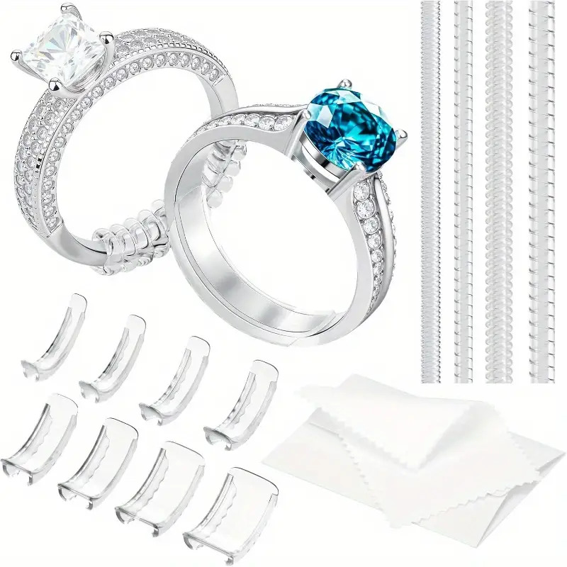 TEMU Ring Size Adjuster - 8pcs Set Of Rings, Suitable For Men And Women, 8pcss Width Sizes Ring Adjusters, Spacer Pads And Tighteners, Fits Most