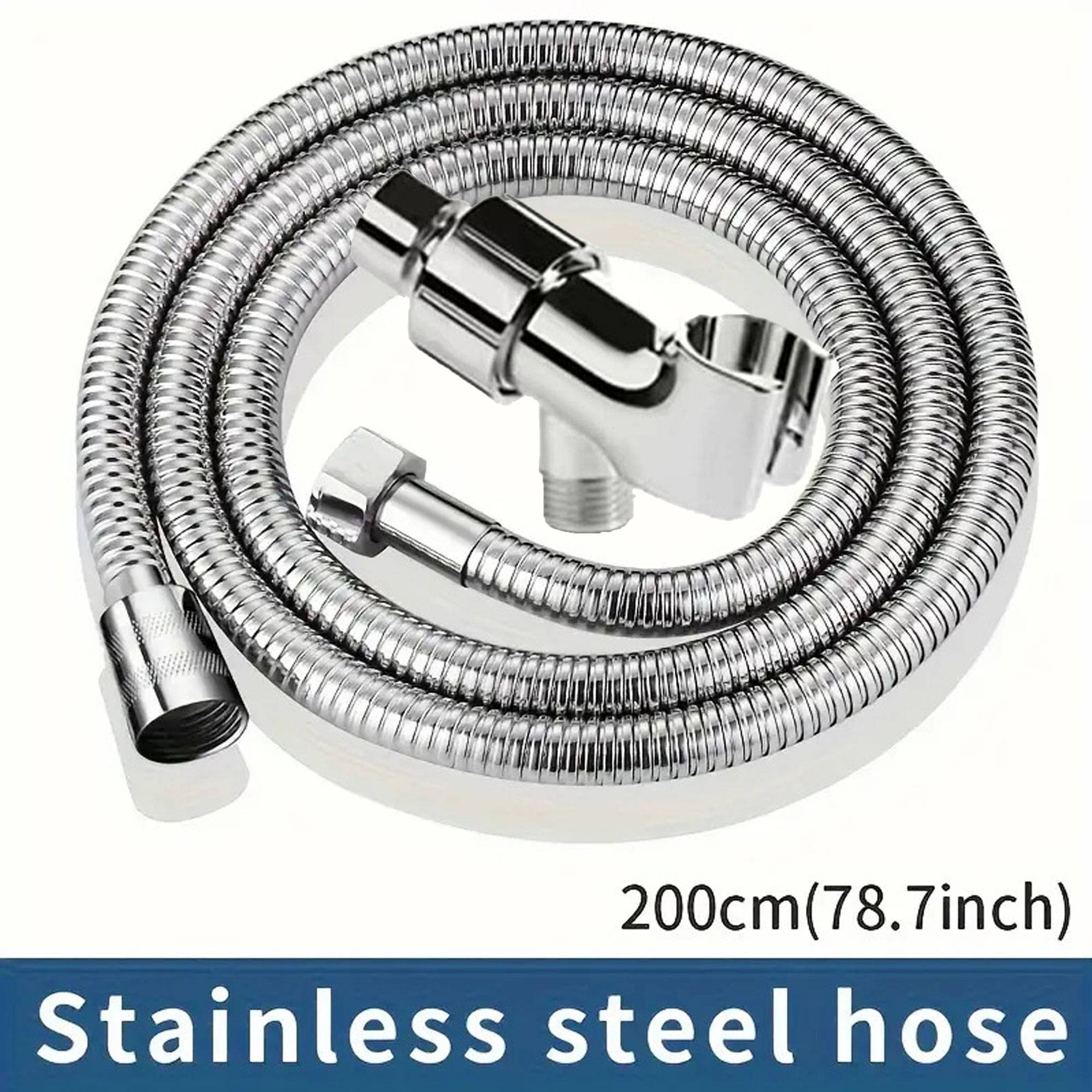 TEMU Heavy Duty And Leak-proof Shower Hose - 2m/78.7" Plus Bracket Set, Flexible Bathroom/kitchen/outdoor Hose With Design, Resistant 304 Stainless