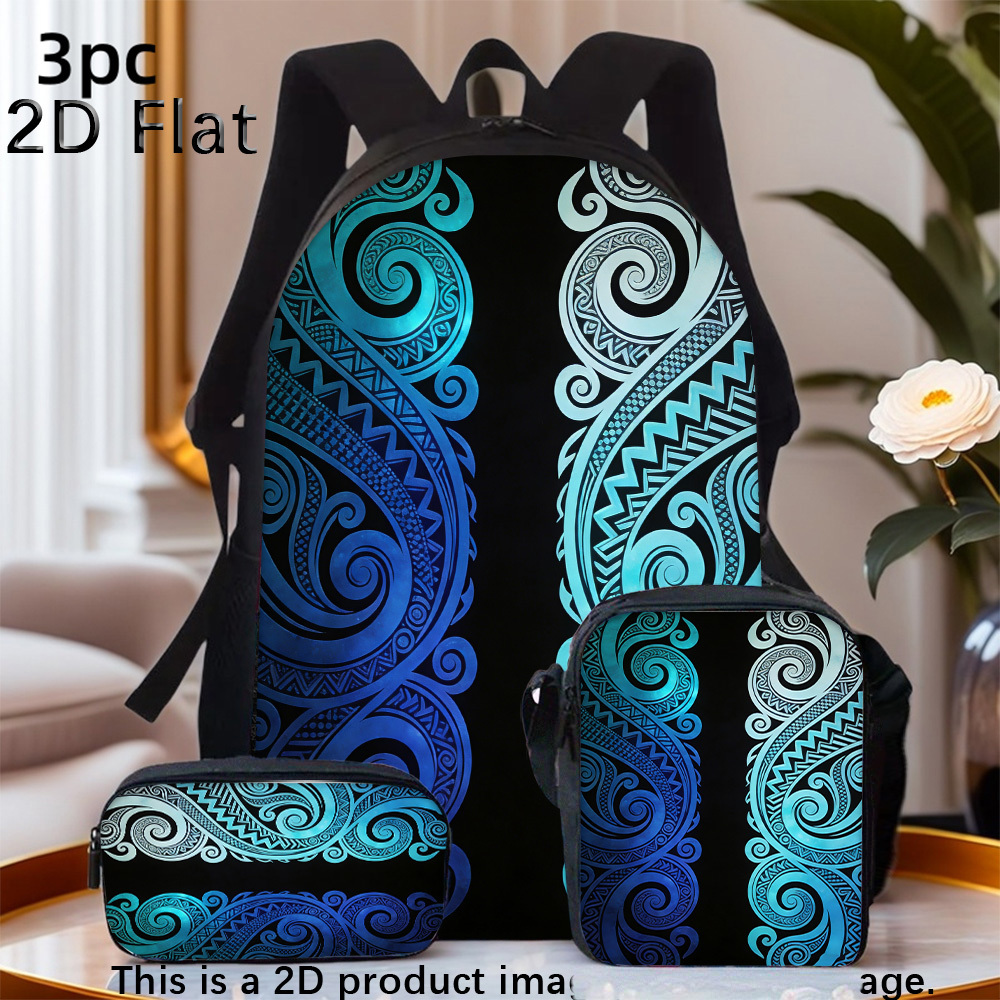 TEMU 3pcs Maori Backpack Bag Large Capacity Commute Bag Perfect Gift