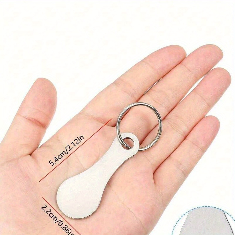E-shop 5-teiliges Schlüsselanhänger-Set aus Edelstahl mit Supermarktwagen-Token, verlustsicherer Token-Schlüsselanhänger-Anhänger, schlichtes,