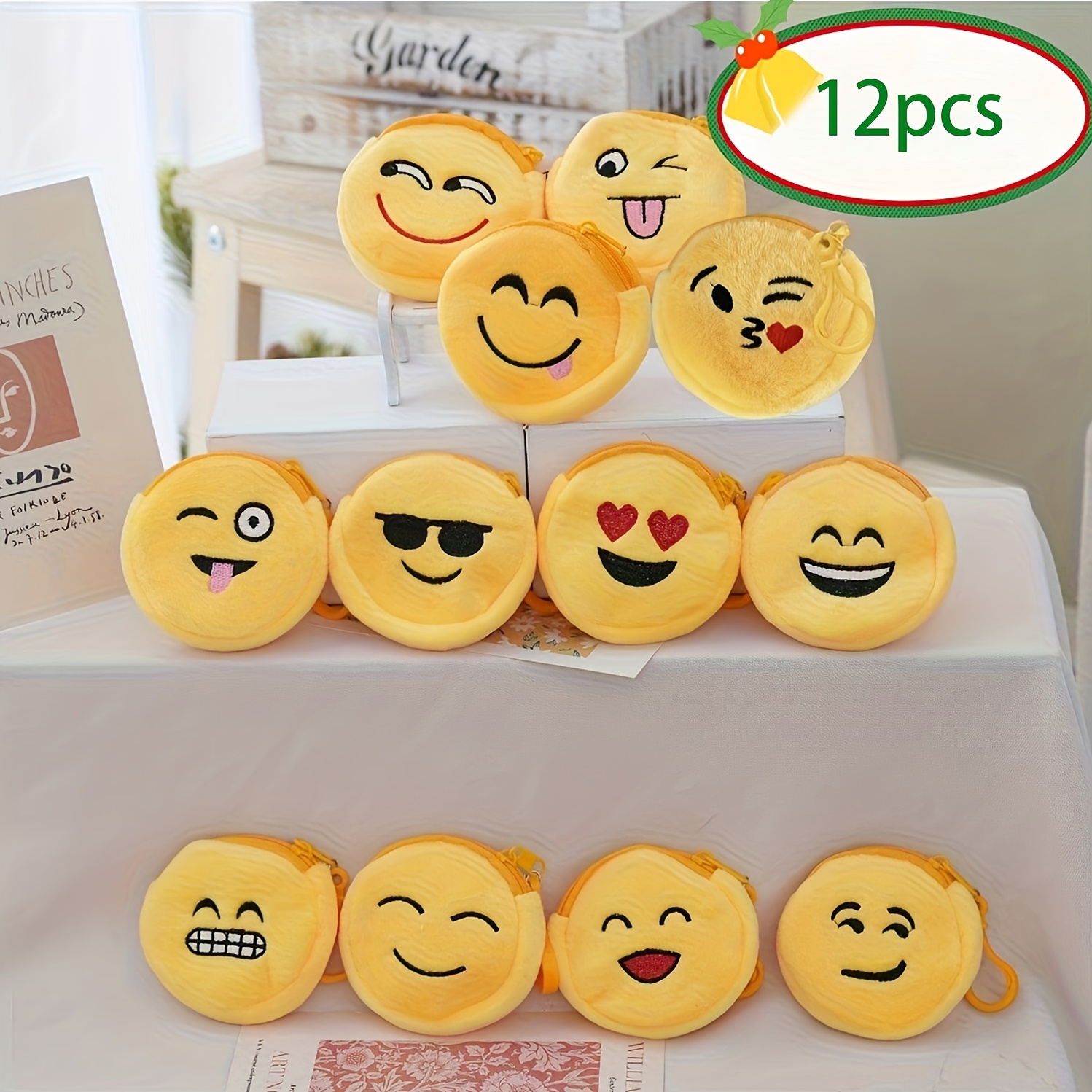 12pcs Unisex Coin Purses - Cute Soft Zipper Wallets With Keychains, 12 Styles Of Coin Pouches, Key Organizer Pouches, Hand-washable Portable Wallets