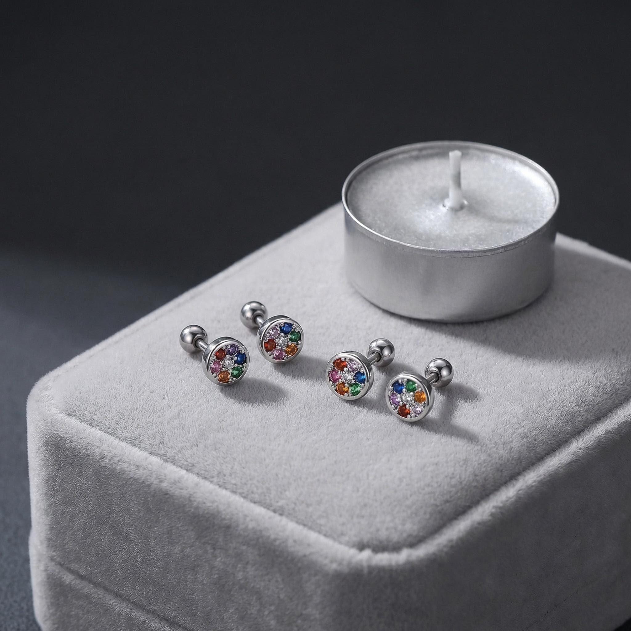 Women's 925 Sterling Silver Round Screw Back Stud Earrings — Classic Design