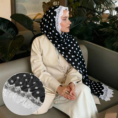 imagem do item lenço muçulmano retro com estampado de e para mulheres, leve, confortável, elegante e drapado, lenço longo atmosférico para saídas e deslocações diárias, xaile lenço de cabeça combinável com tudo