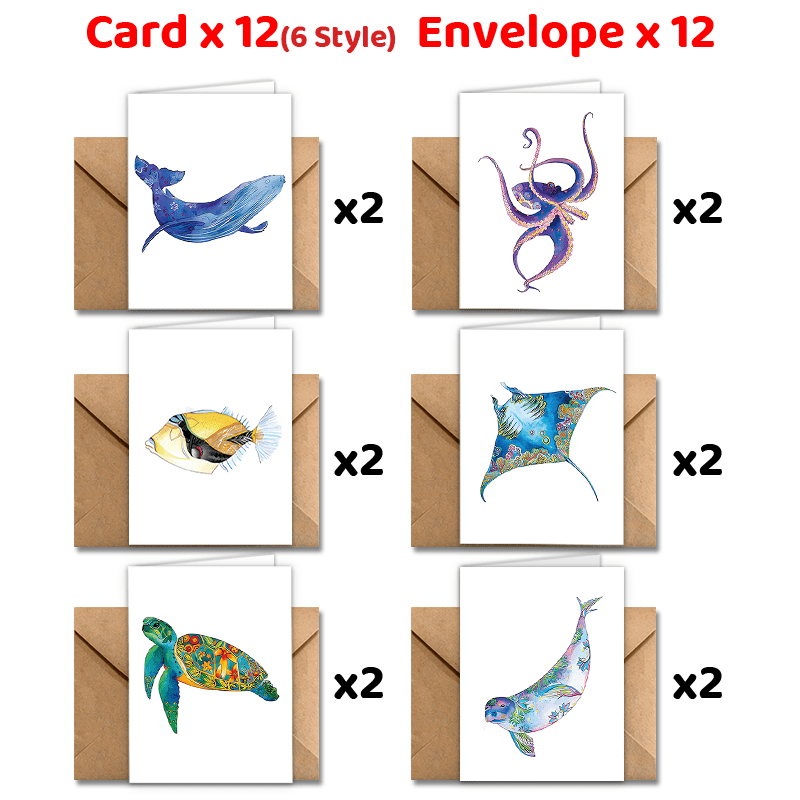 

24pcs Sea Greeting Envelopes, - Hawaiian Notecards, For , , , , , For , , Coworkers, Appreciation