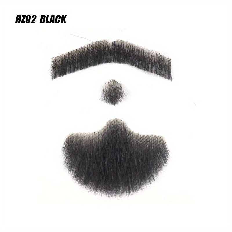 Barbe réaliste, Fausse Barbe Cheveux Humains Barbe réaliste Fausse Moustache Invisible Faux Coiffure faciale Costume Barbe Dentelle Barbe pour Hommes Habillage de Costume Cosplay Halloween, Fausse mo