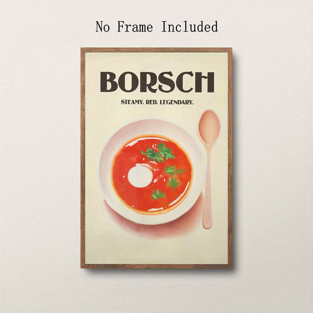 E-shop 2D Flach, 2D Flach, 1 Stück Leinwandbild ohne Rahmen mit Suppenmotiven, Entworfen für das Roschon Soup , mit ukrainischer Kunst und