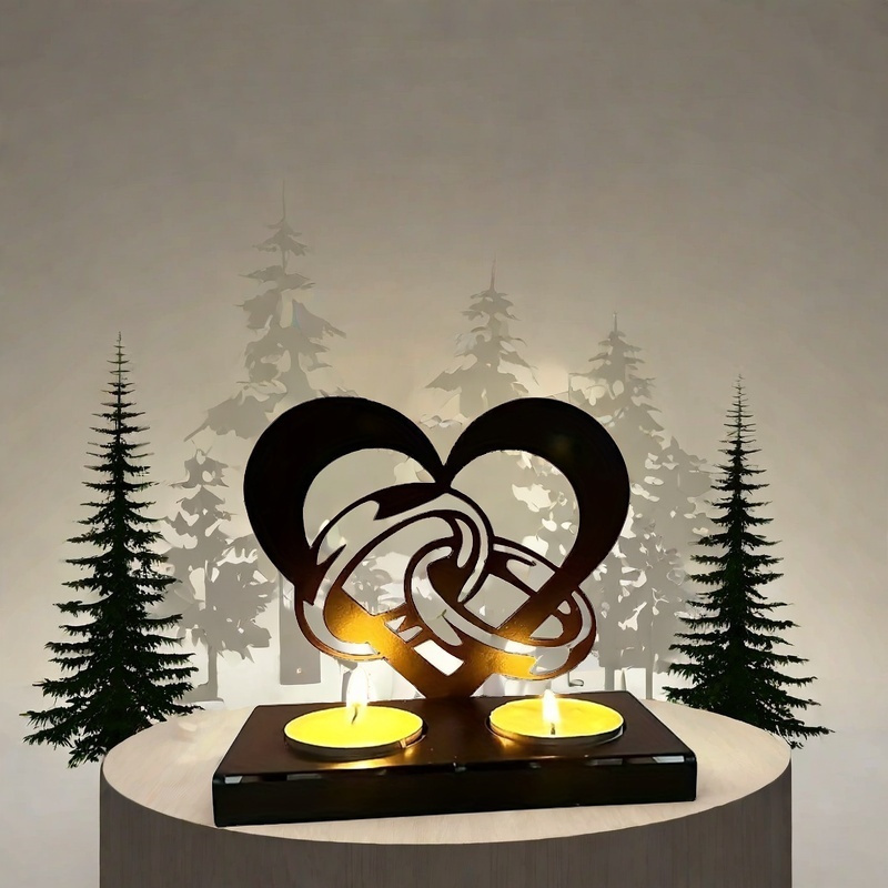 E-shop Rustikale Metallringe und Liebeszeichen Kerzenhalter, Geometrische Herz Wandkunst, Hochzeit, Geburtstag, Jahrestag, Valentinstag Dekoration für