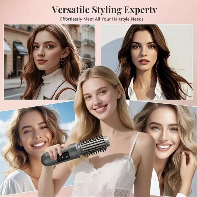 Image of Get Salon-level Hair On The Go! 3-in-1 Cordless Hot Brush Curling Iron For Straightening, Curling& , Ideal For Busy Women& Travelers