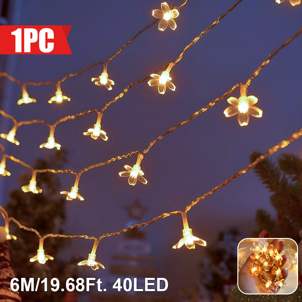 Image of 1pc Cherry Fairy Lights, 40/20/10led Cherry String Lights, Battery-powered, For Home, Wall Decor, Bedroom, Birthday, Wedding, Gift, Party, Valentine's Day, Thanksgiving, Christmas, Cherry Decor.