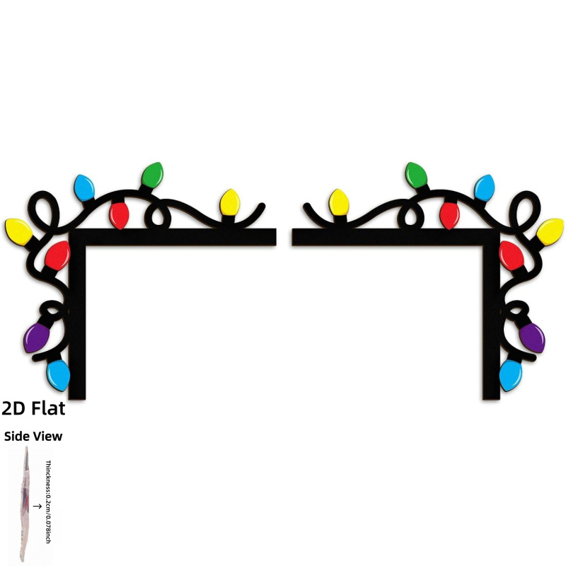 TEMU 2d Flat, 2d Flat Printed Set Of 2, Christmas Door Acrylic Decoration, Fun Christmas Door/window Cone-shaped Ornament, Snowman Santa Claus Window