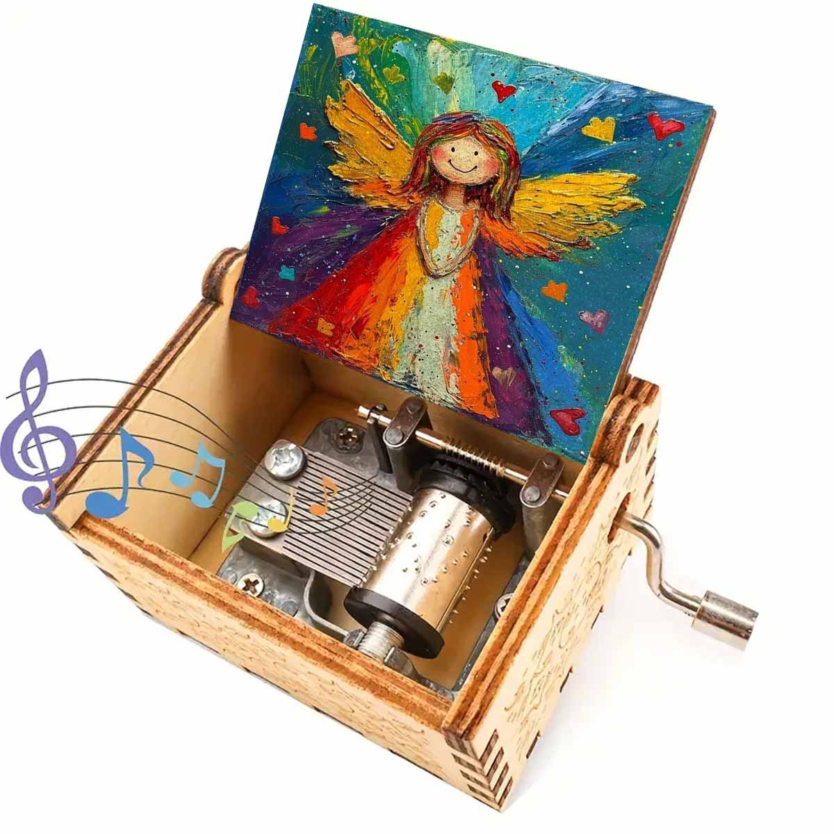 Rainbow Heart Wooden Music Box, From With Exquisite Patterns, Delivers , , Perfect Gift For , , And On Birthdays, Holidays, And Anniversaries