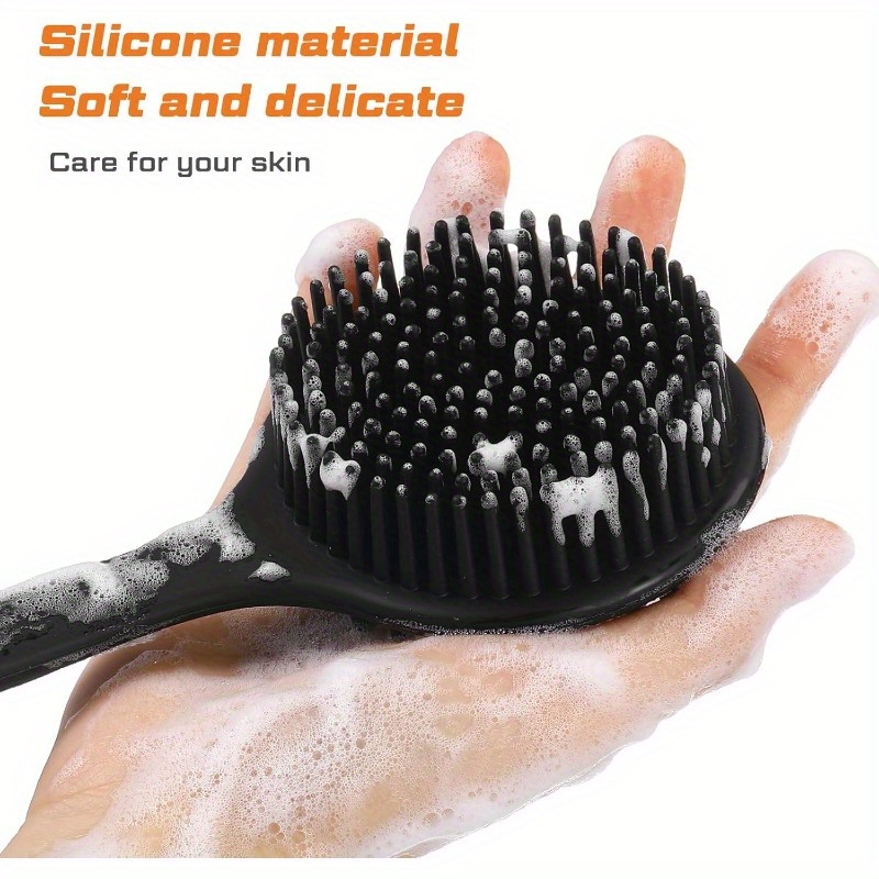 set of 2 soft silicone body brushes   featuring a non slip design for use in the shower   scrubbers come with a long handle and     health while generating foam suitable for   men and women Product details 3