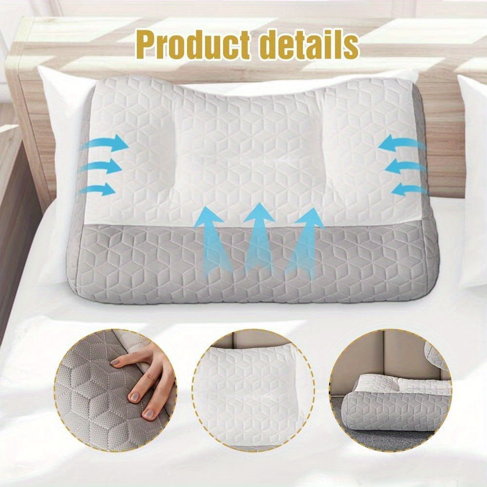 Ergonomic Deep Sleep Pillow for Sleep Apnea - Contoured Neck & Spine Support Pillow for Side/Back/Stomach Sleepers, 100% Polyester, Machine Washable, Modern Design (White), Side Sleeper Pillow, Snoring Reduction, Durable Fabric Cover, Breathable Material, Back Sufferers