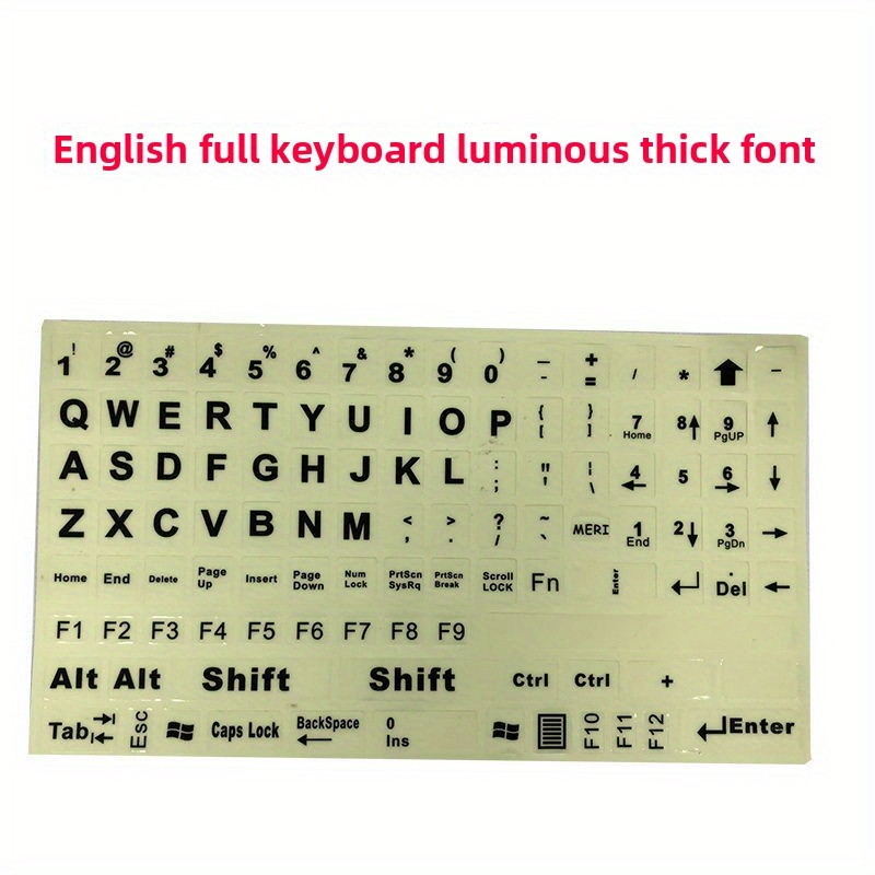 TEMU 1 Set Of Large Pe Luminous English Full Keyboard Computer Keyboard Stickers. Mechanical Keyboard Fluorescent Decals, Luminous Keyboard Stickers