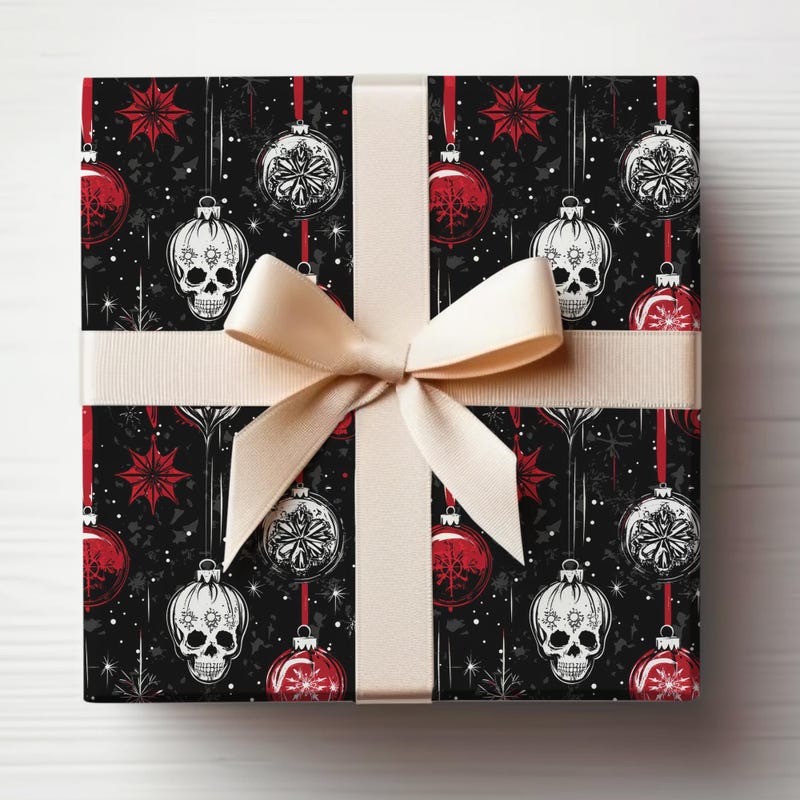 TEMU 1 Roll 58*23inch Gothic Christmas Wrapping Paper Roll Gothic Xmas Gift Wrap Roll, Wrapping Paper Roll Christmas Wrapping Paper Glossy