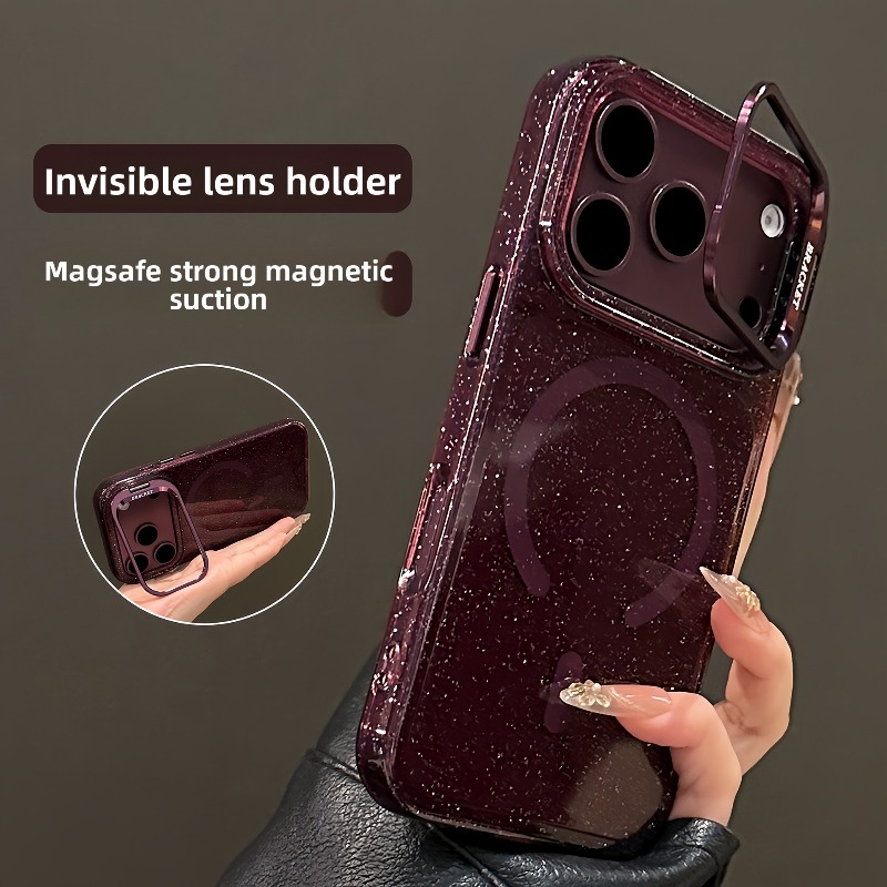 TEMU Coque de téléphone : coque pour iPhone 18 Pro Max pour hommes et femmes, coque magnétique premium à paillettes pour 18 Pro avec support