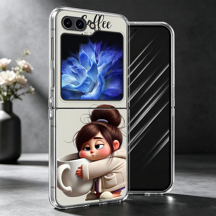 TEMU Phone Case: 2d Flant Case Suitable For For Galaxy Z Flip 8 Zflip4 7 6 5 4 3 Zflip7 Fe Phone Cover Cute Funny Litter Girl Pattern