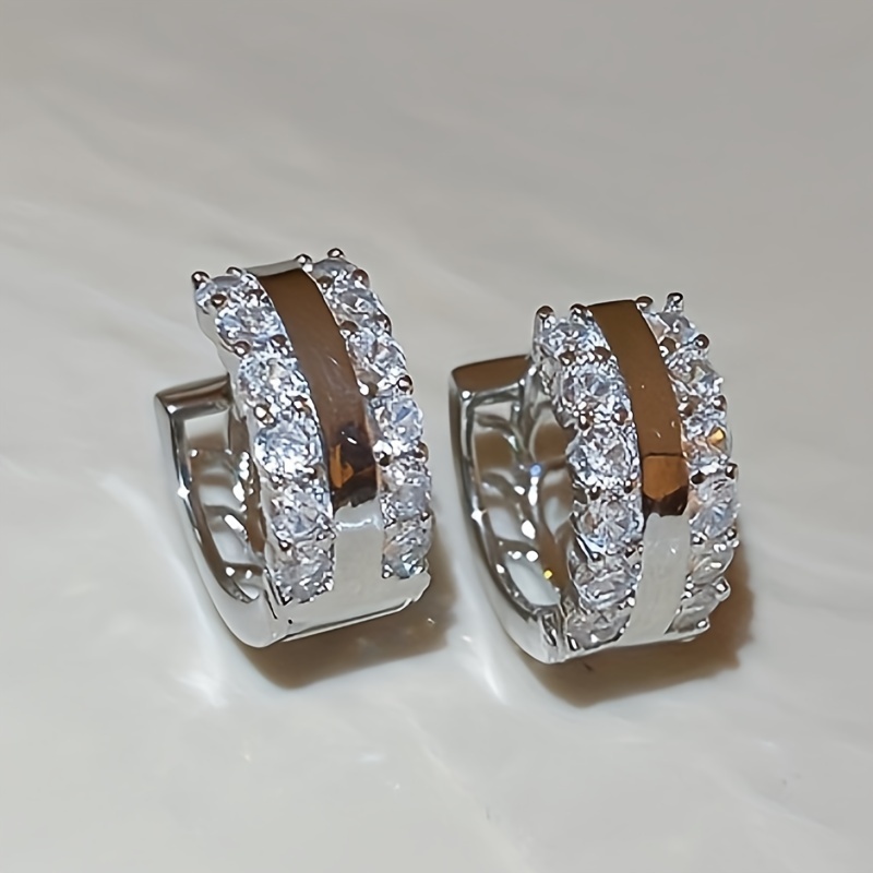 Women's C Shape Synthetic Zirconia Inlay Earrings, Elegant