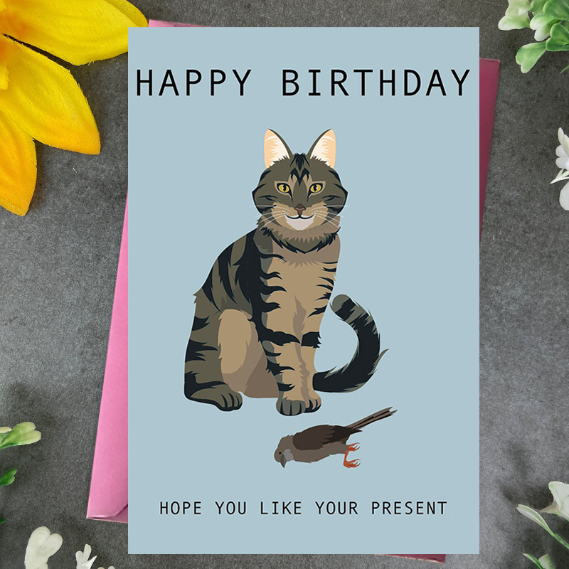 

1pc Wishes Cat , Greeting, , For