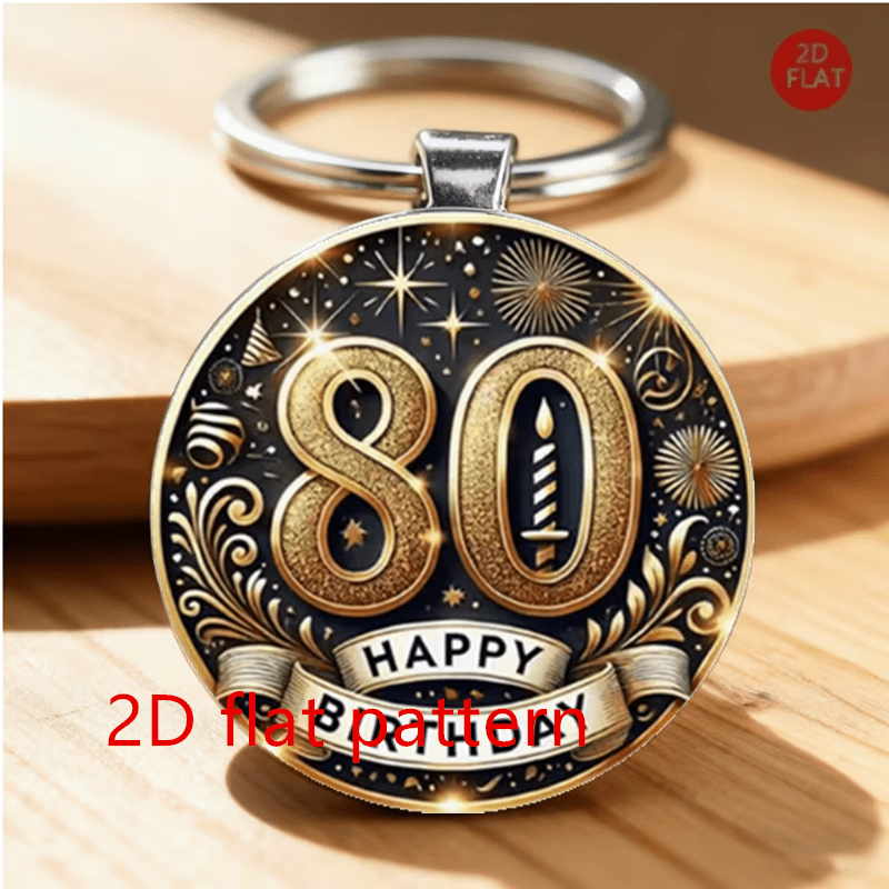TEMU Piatto 2D, 1 pz Regalo 2D per 80簞 Compleanno: Portachiavi Piatto 2D con Numero 80 per Compleanni e Anniversari, Piatto 2D