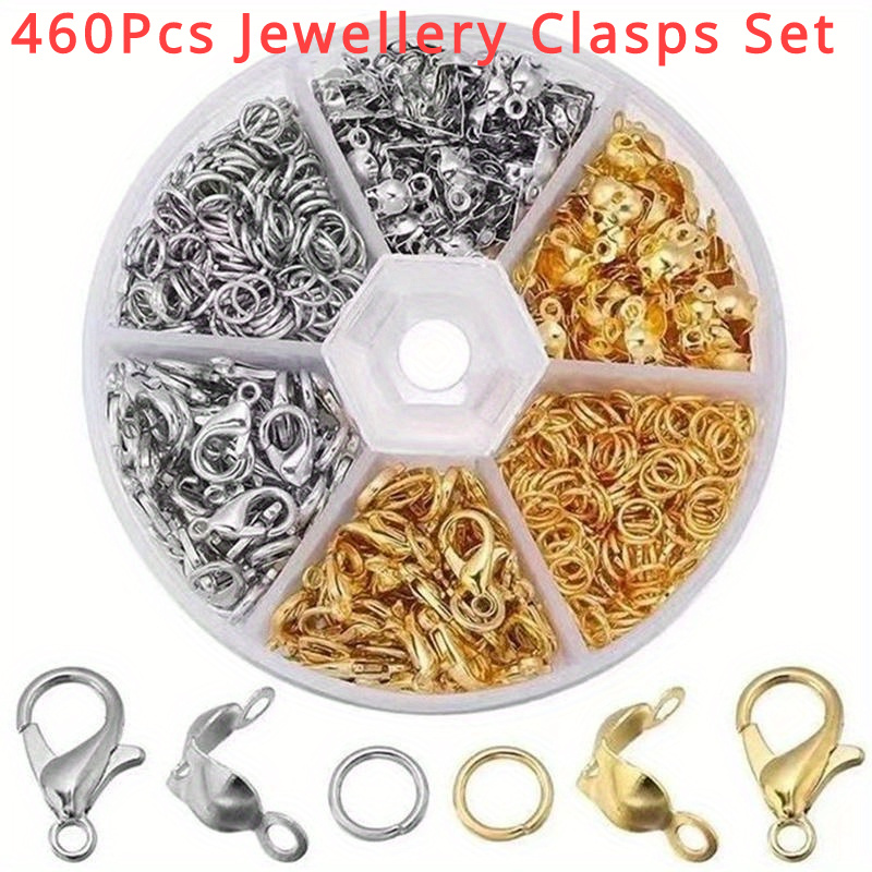 

460pcs Jewelry Making Kit Clasps, Jump Rings & - Zinc Alloy, Includes For Necklaces, Bracelets, Anklets