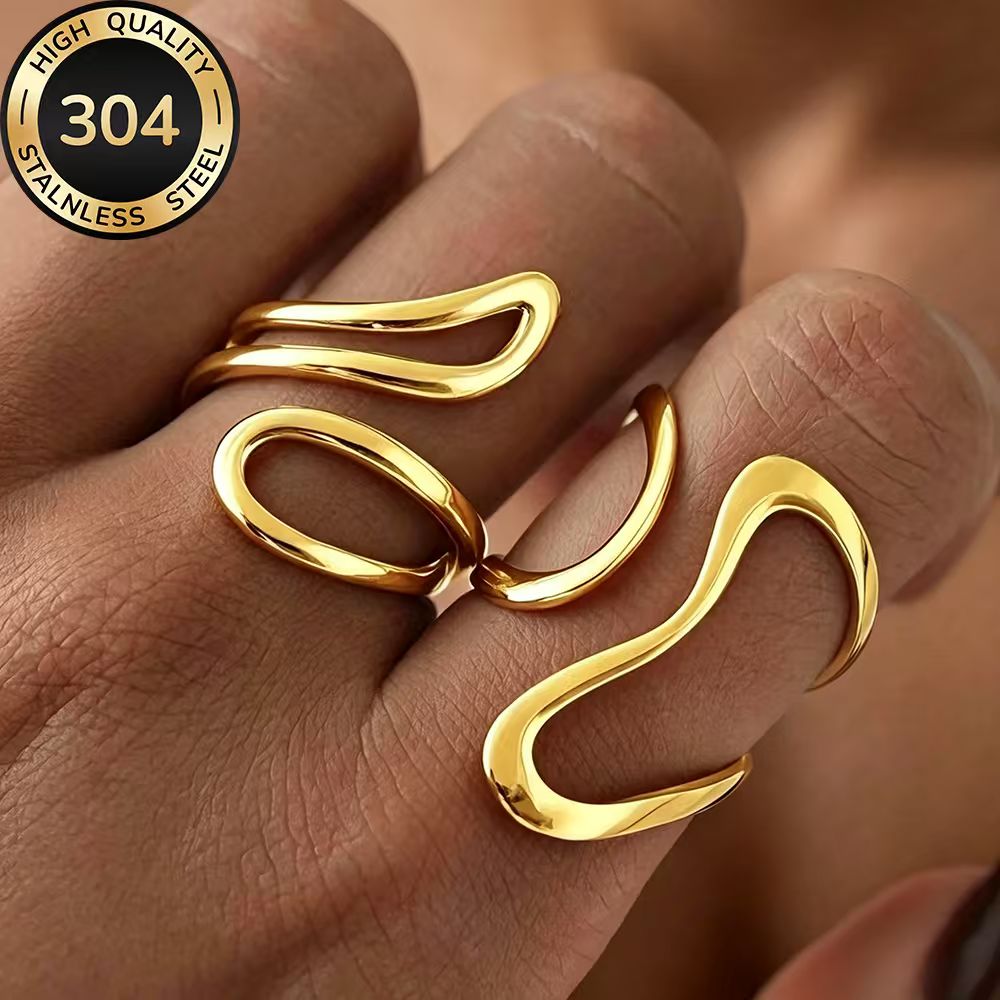 2pcs Golden Stackable Open Ring Set, Elegant Daily Wear