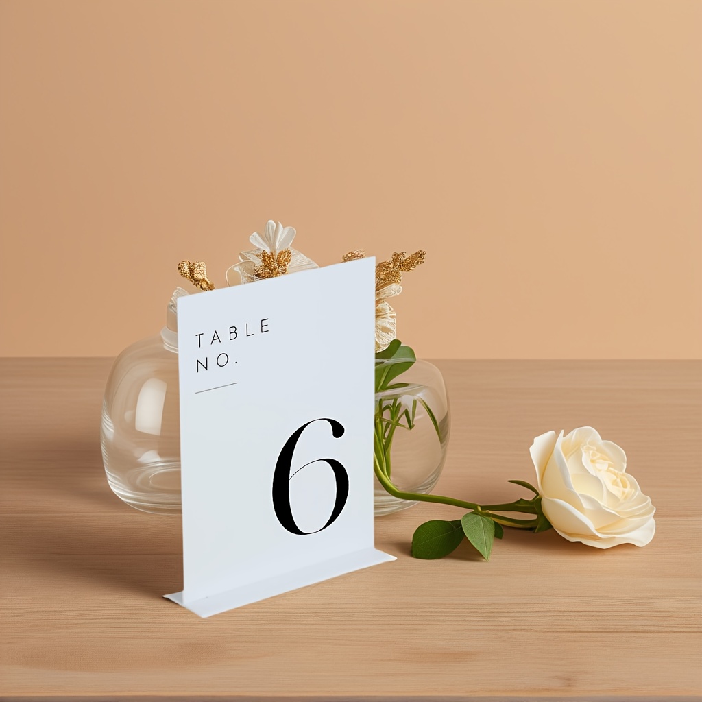 TEMU Seating Tags For Wedding Reception, Dimensions For White Square Tables, Set Of 10, Black Text On White Background, White Square Acrylic Wedding