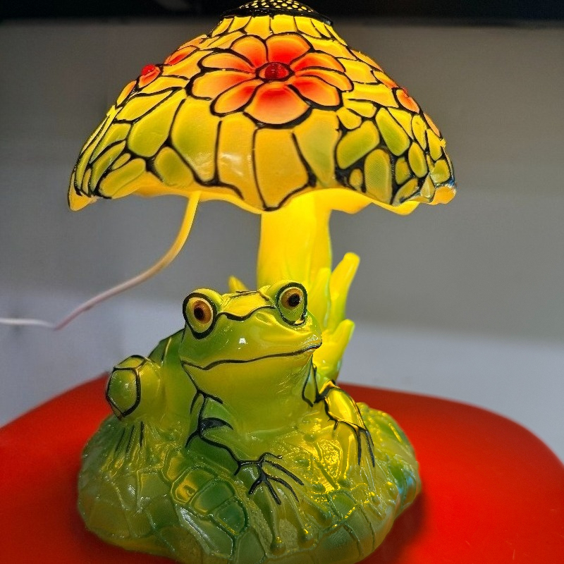 1 Frog Flower Umbrella Lamp Floral- Lamp Warm Ambiance Night For Bedside, Office Desk, Or Study Decor , Birthday, Or Holiday Enthusiasts